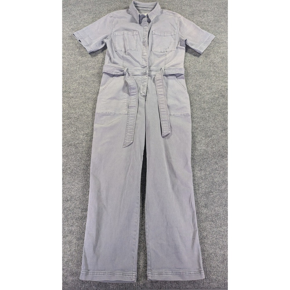 Splendid x Cella Jane Utility Jumpsuit Blue Gray Short Sleeve Belted RS3R250 S